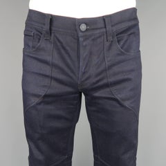 Men's GUCCI Size 34 Navy Denim Knee Pad Moto Biker Jeans