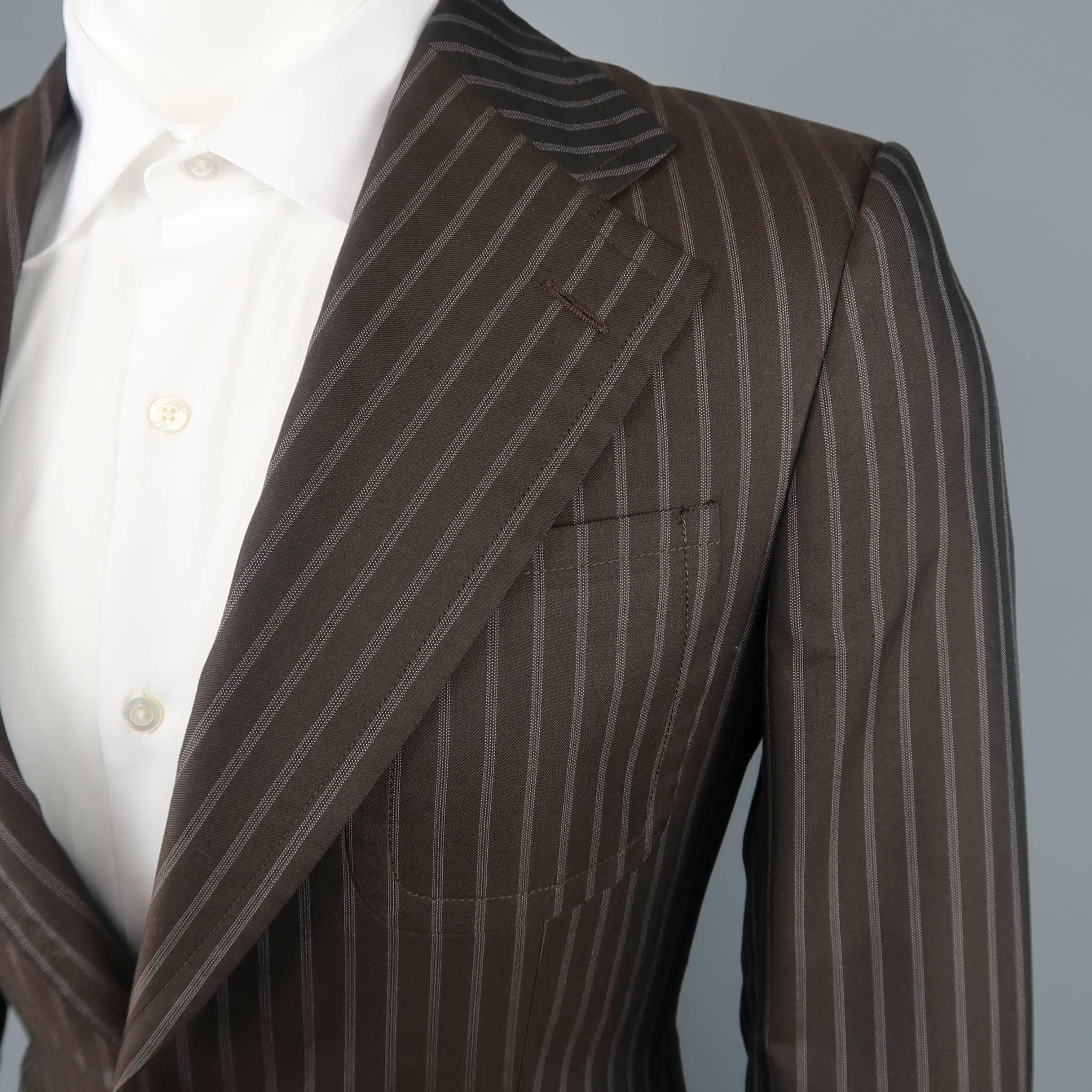 chocolate brown pinstripe suit
