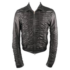 Veste de moto GUCCI SS 2000 by TOM FORD 36 en cuir noir froncé pour hommes