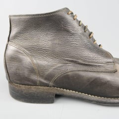 Men's GUIDI Size 12 Black Distressed Donkey Leather Desert Boots