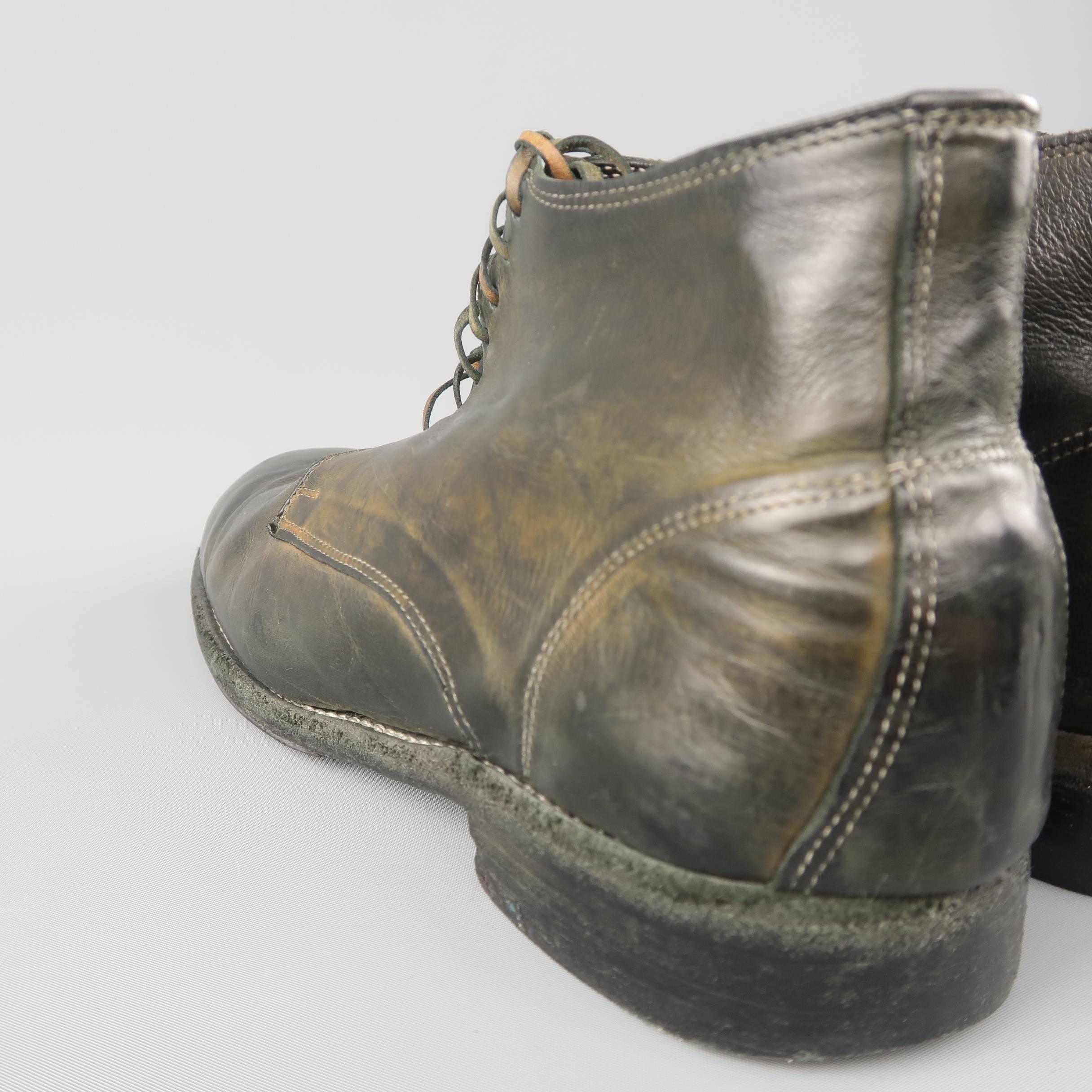 Men's GUIDI Size 12 Black Distressed Donkey Leather Desert Boots 1