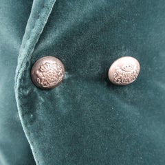 Men's HAIDER ACKERMANN 36 Short Teal Velvet Double Breasted Peak Lapel Sport Coa