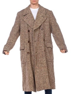 Mens Hand Woven Harris Tweed Overcoat, 1920's Style From 1960's