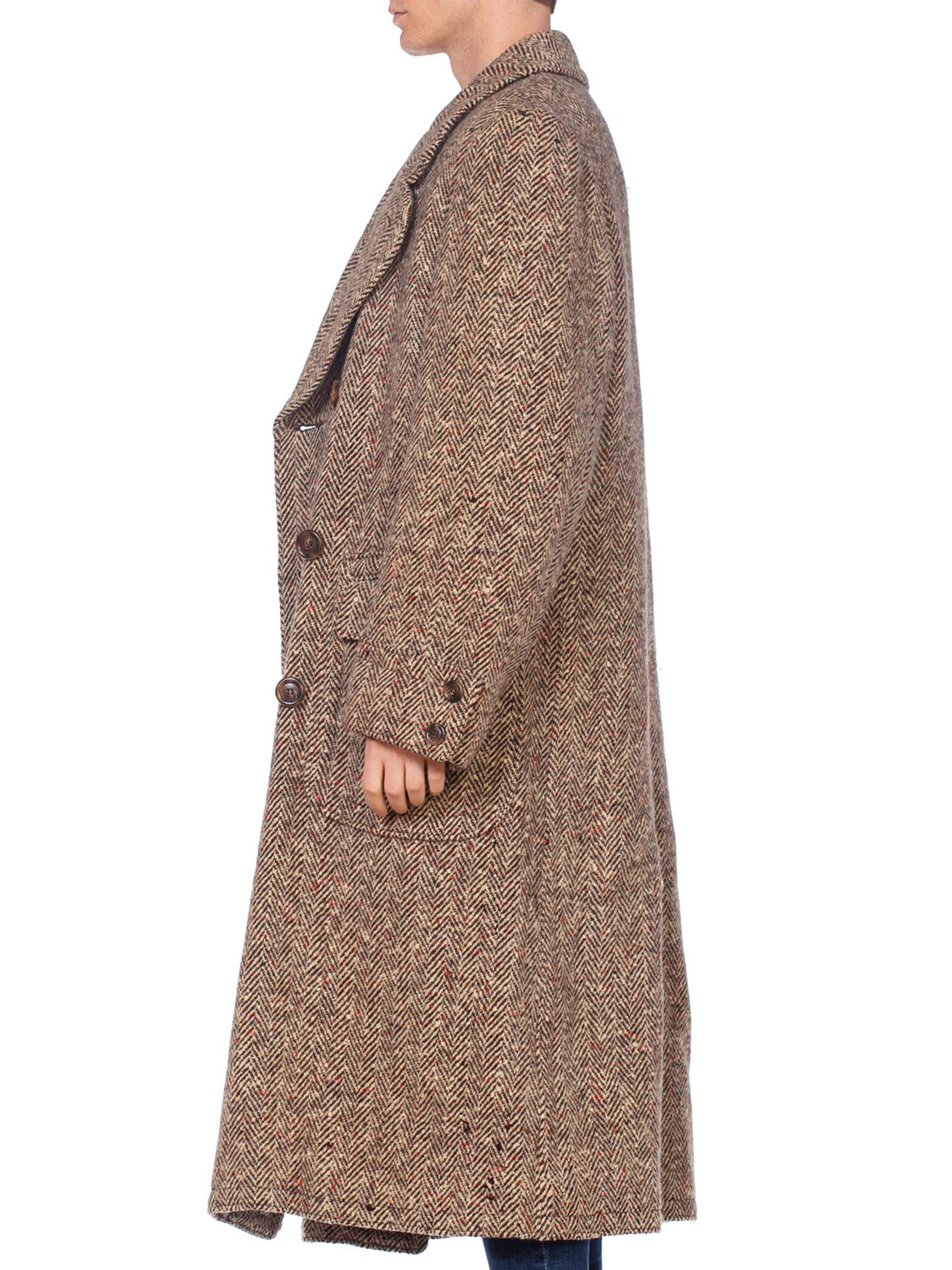 Mens Hand Woven Harris Tweed Overcoat, 1920's Style From 1960's In Excellent Condition In New York, NY