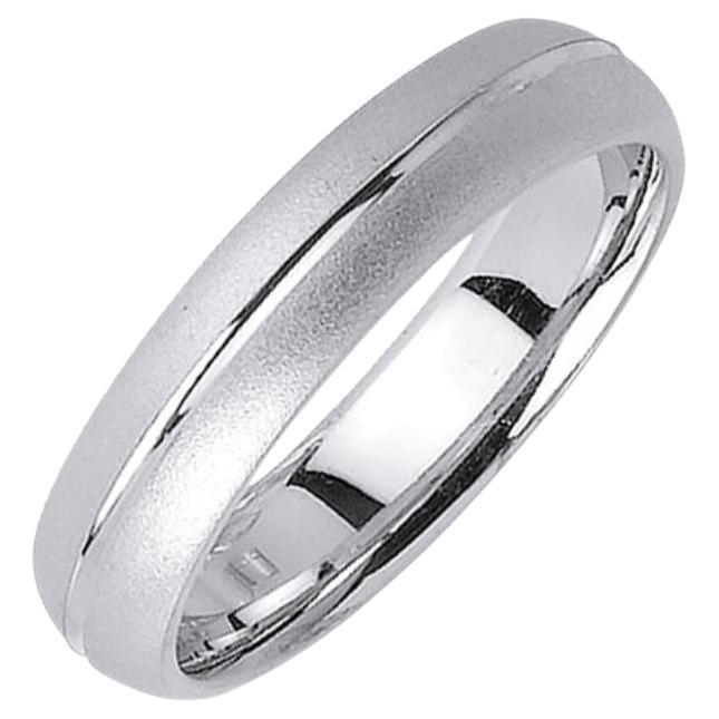 Men
s Handmade Domed Sandblasted Wedding Band in 18k White Gold 5mm