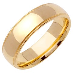 Men
s Handmade Milgrain Wedding Band in 14k Yellow Gold 7mm