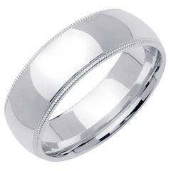 Men
s Handmade Milgrain Wedding Band in 18k White Gold 7mm
