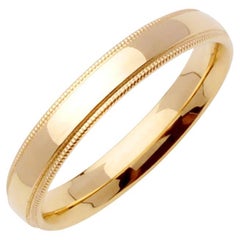 Men
s Handmade Narrow Milgrain Wedding Band in 14k Yellow Gold 4mm