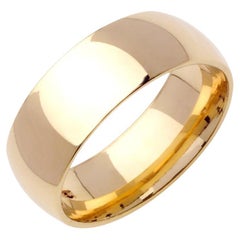 Men
s Handmade Plain Wedding Band in 14k Yellow Gold 8mm