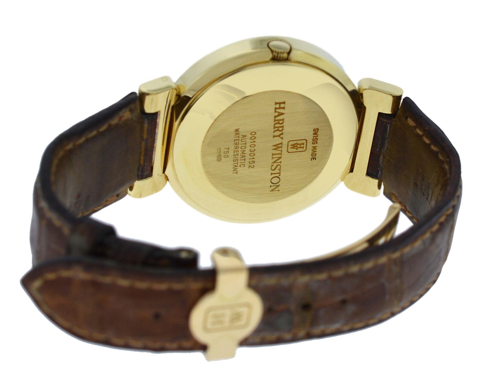 Men's Harry Winston Premier 18 Karat Yellow Gold Day Date Automatic Watch In Excellent Condition For Sale In New York, NY