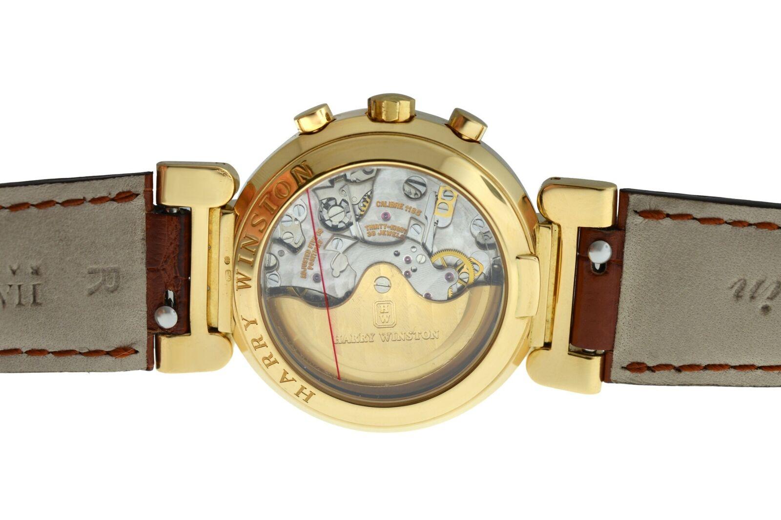 Men's Harry Winston Premier Chronograph 18 Karat Gold Day Date Automatic Watch For Sale 2