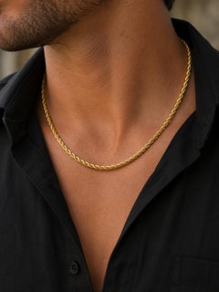 Men's Heavy 14k Yellow Gold 24" 4.5mm Rope Link Chain Necklace w/ Lobster Clasp