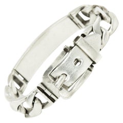 Men's Heavy Buckle ID Sterling Silver Link Bracelet