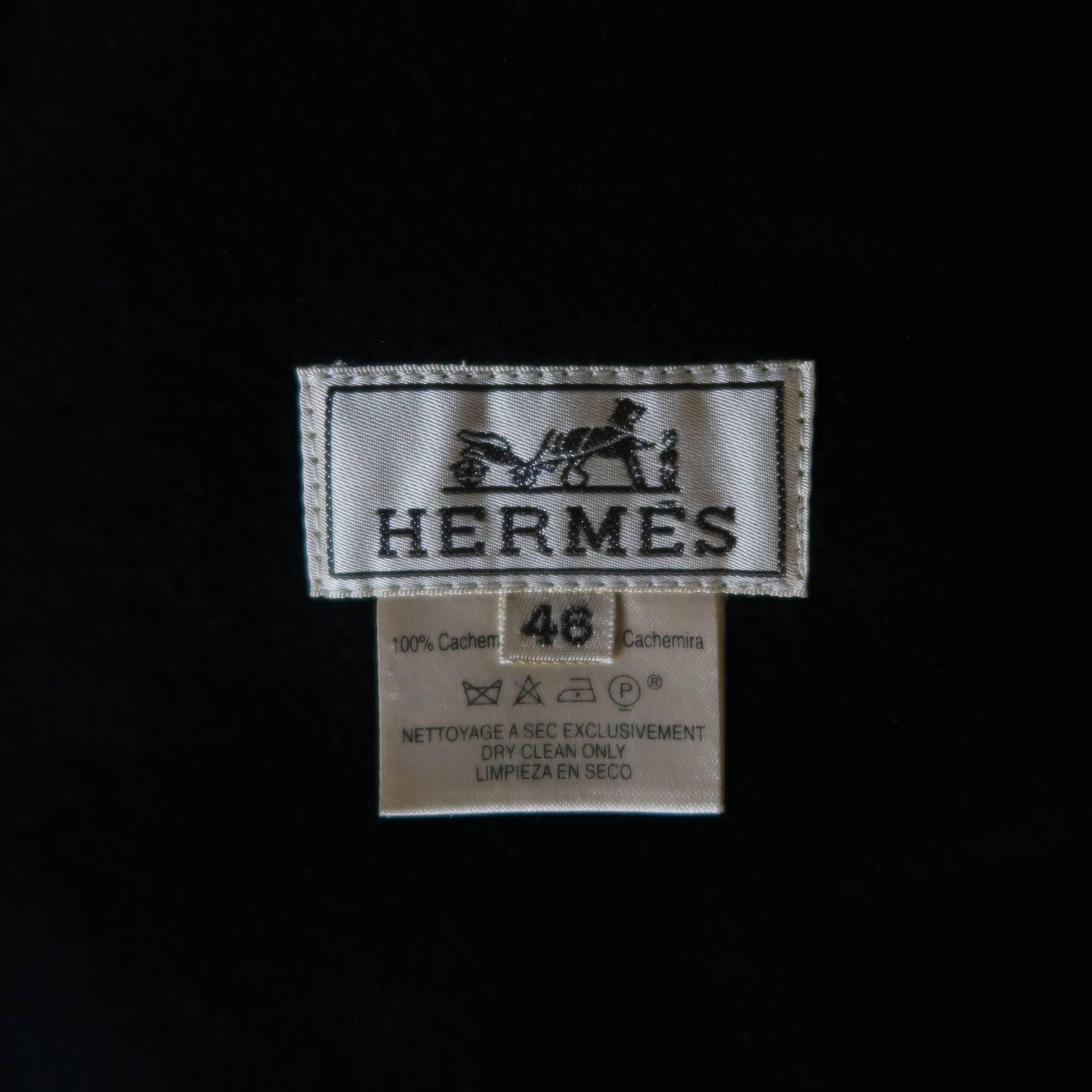Hermes Men's Black Cashmere Leather Baseball Collar Jacket 6