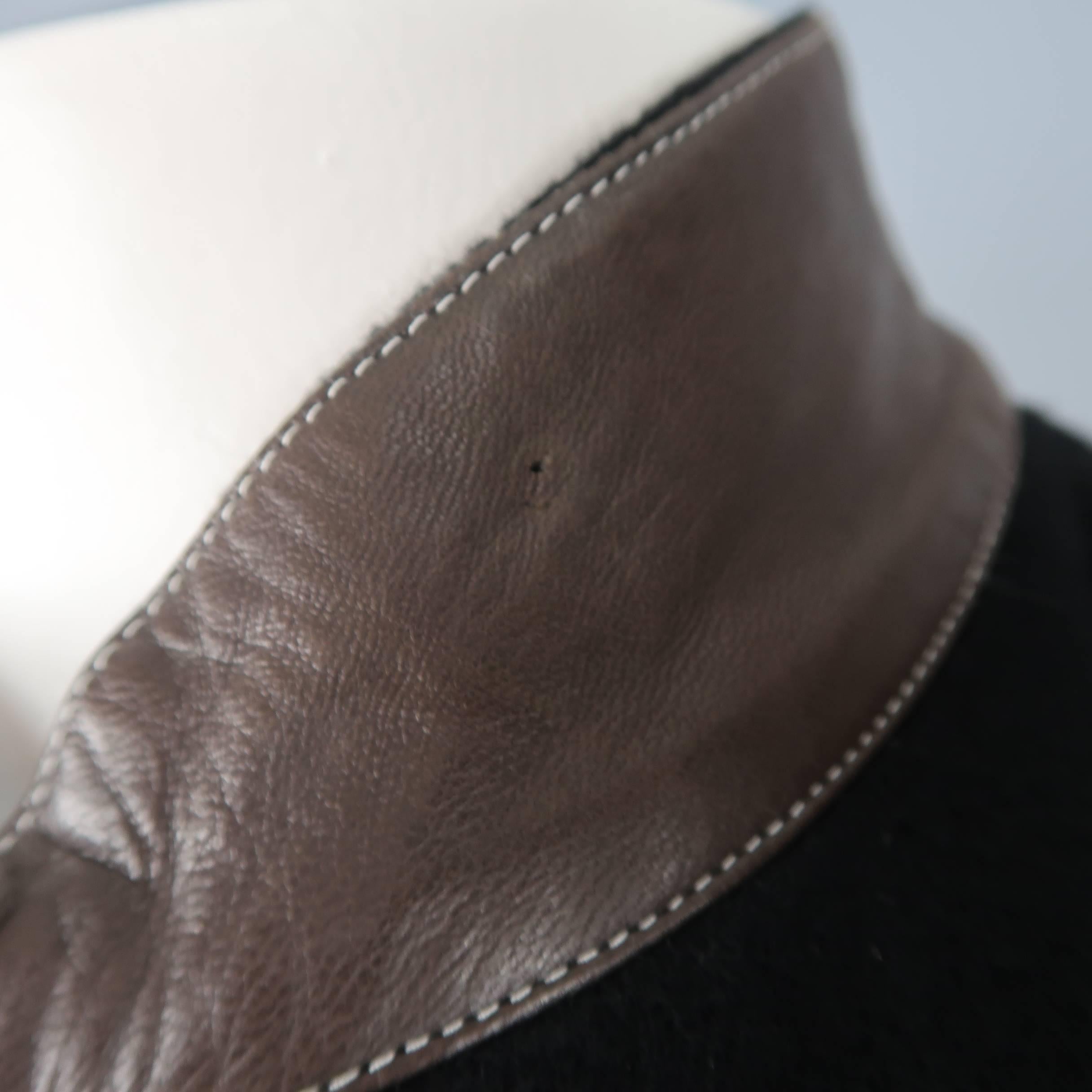Hermes Men's Black Cashmere Leather Baseball Collar Jacket 1