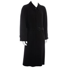 Men's Hermes black wool belted trench coat, c. 1980s
