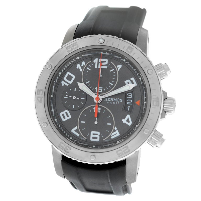 Men's Hermes Clipper Titanium Chronograph Automatic Watch at 1stDibs