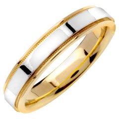 Men
s High Polish Milgrain Groove Flat Wedding Band 4.5mm