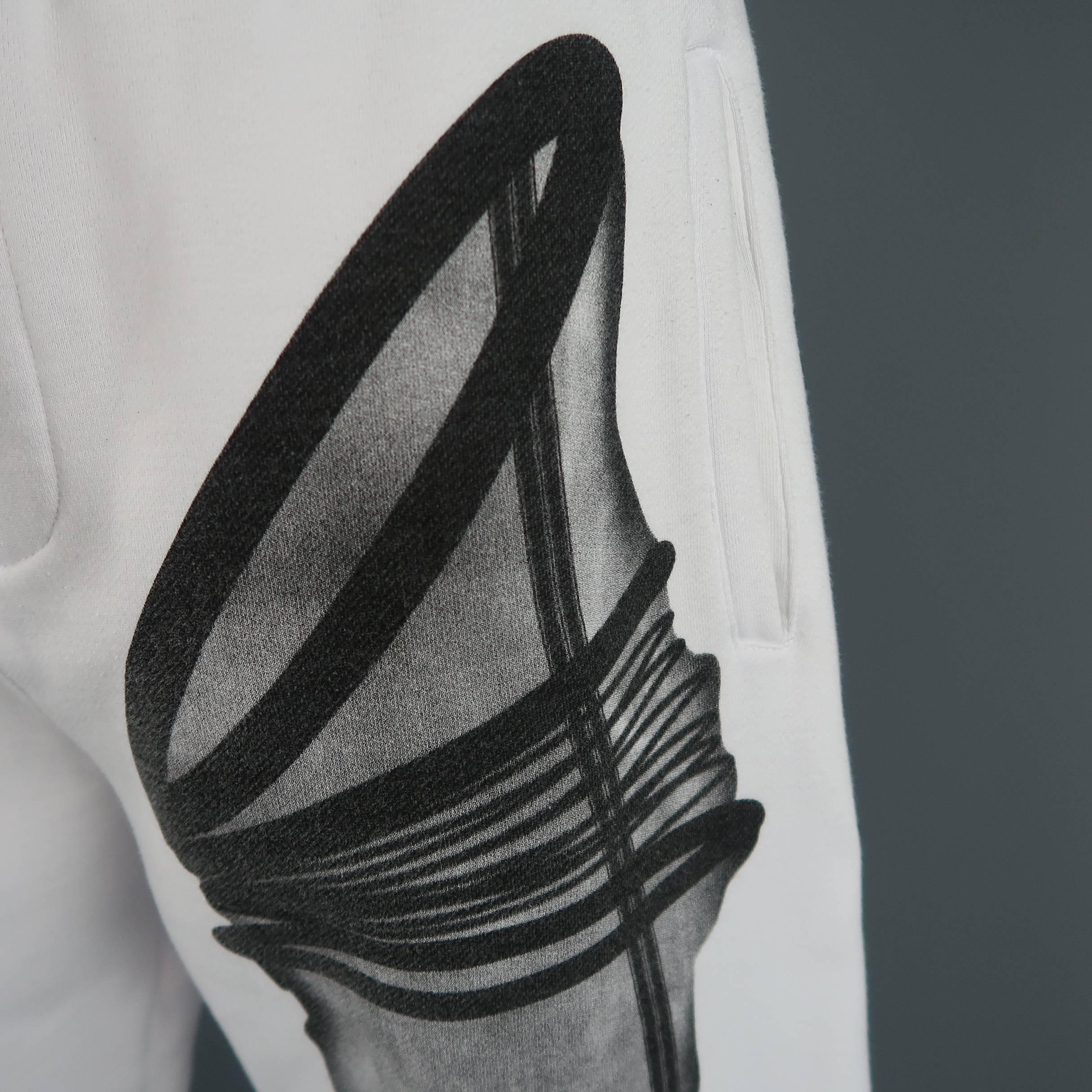 Gray Men's HOOD BY AIR Size M White Black Astronaut X Ray Print Cotton Sweatpants