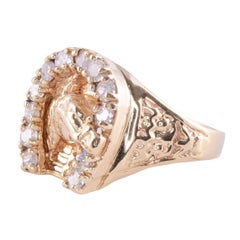 Mens Horseshoe Ring with Horse Head