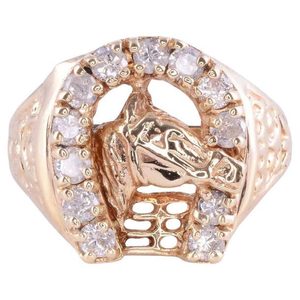 Mens Horseshoe Ring with Horse Head For Sale at 1stDibs
