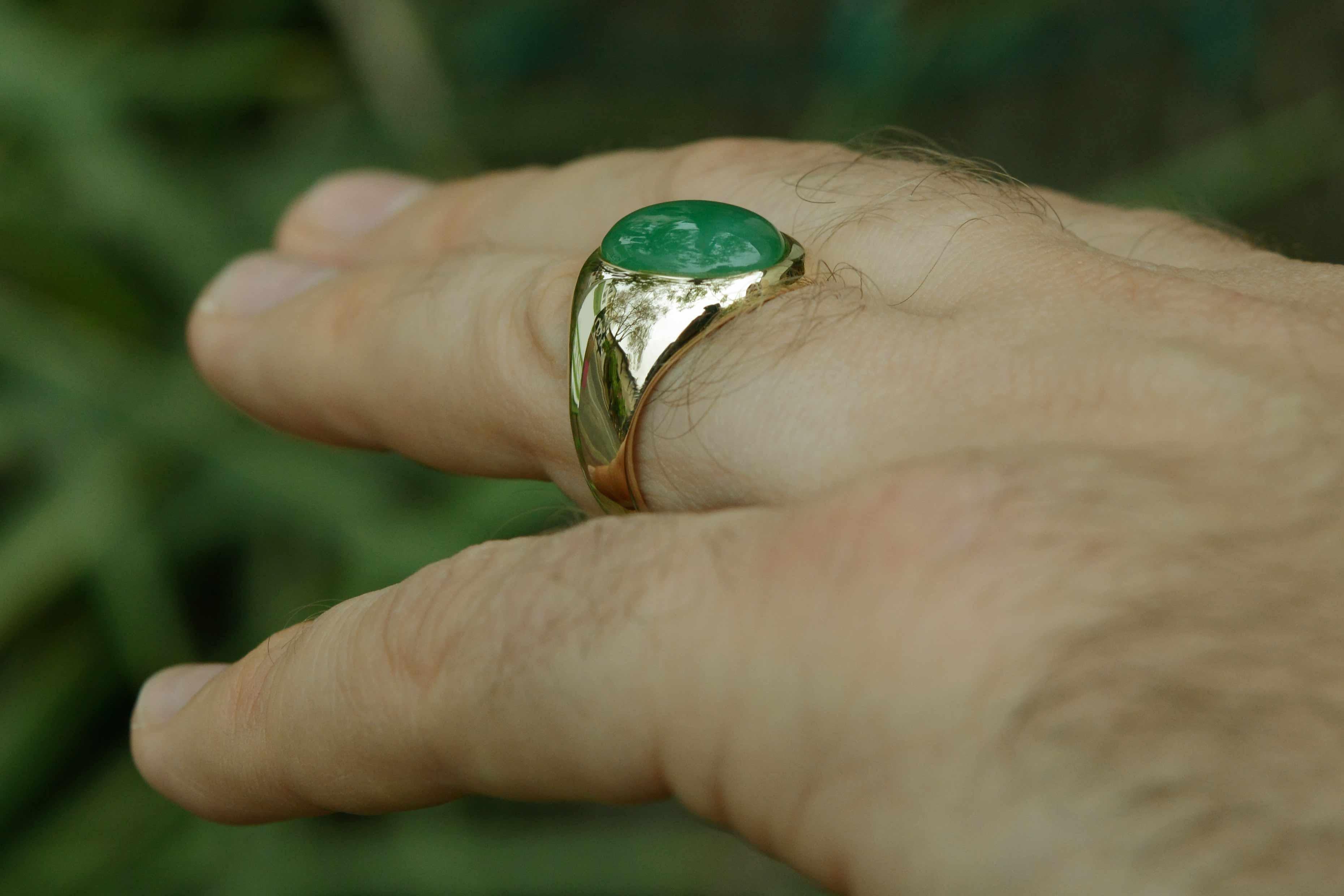 Art Deco Men's Imperial Jade Unisex Cocktail Ring