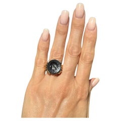 Men’s Intaglio Round Onyx Vintage Mid Century Modern Gold Ring