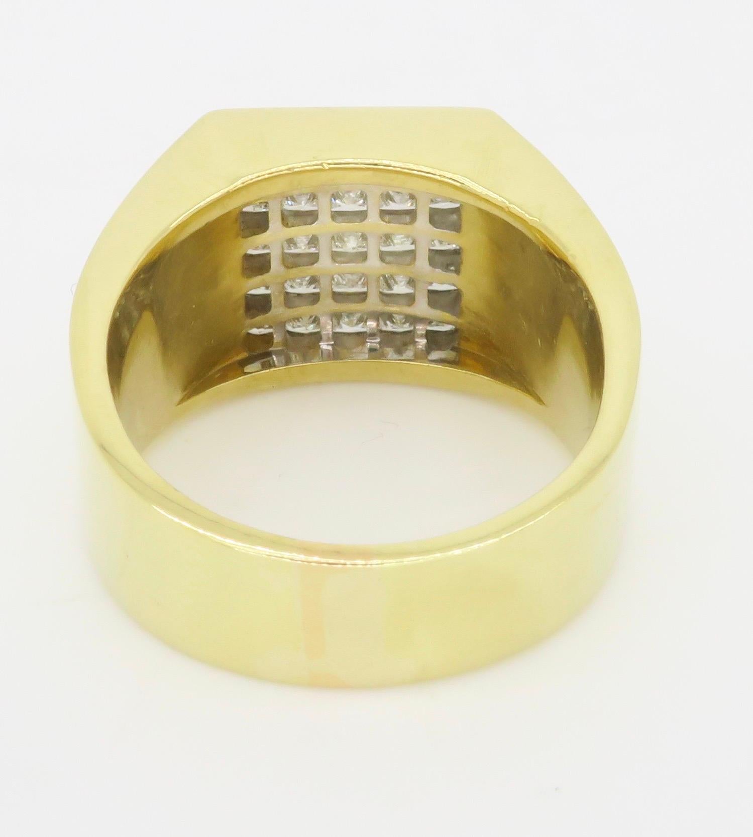 Men's Invisible Set 2.70CTW Diamond Ring made in 18k Yellow Gold  For Sale 7