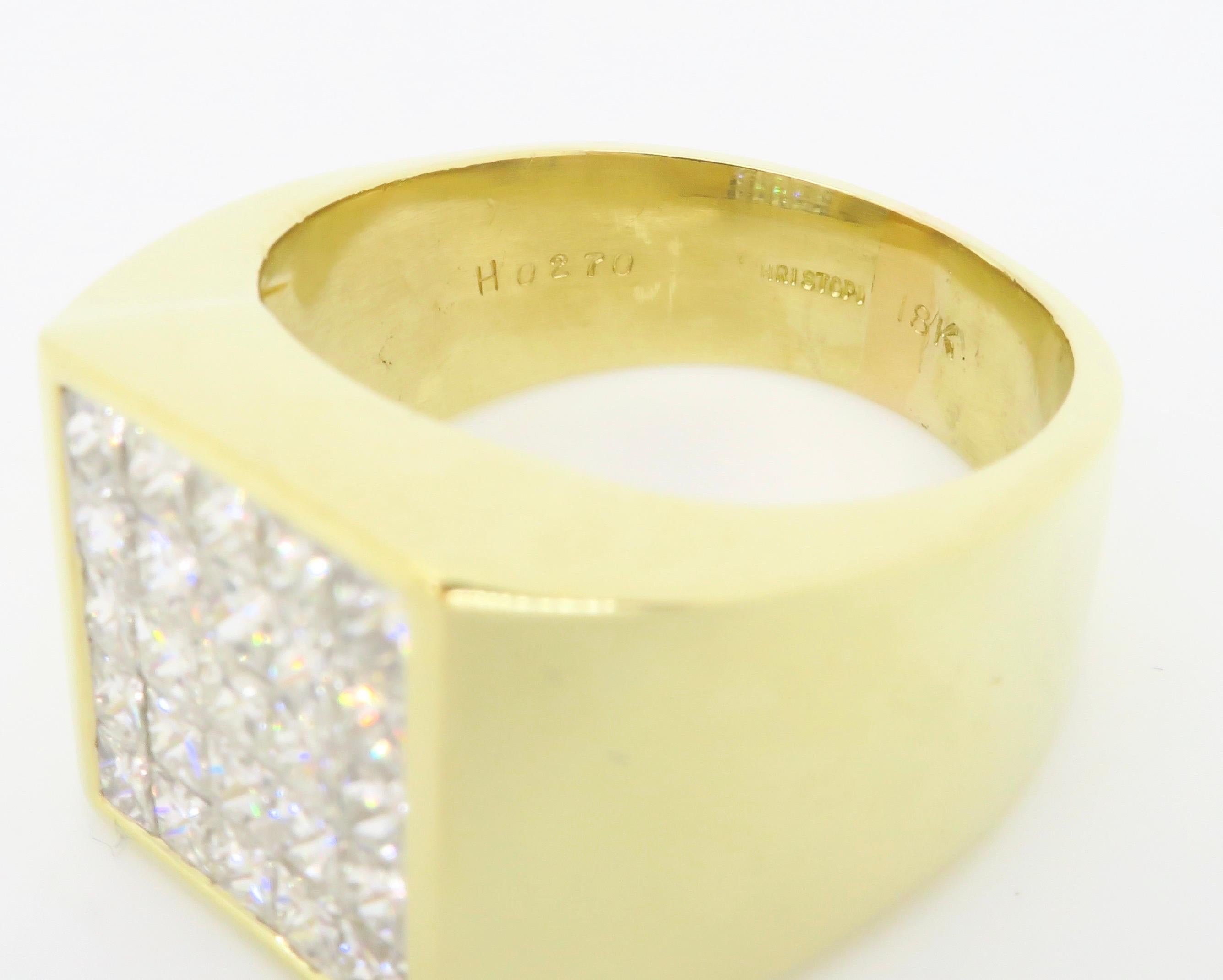 Men's Invisible Set 2.70CTW Diamond Ring made in 18k Yellow Gold  For Sale 9