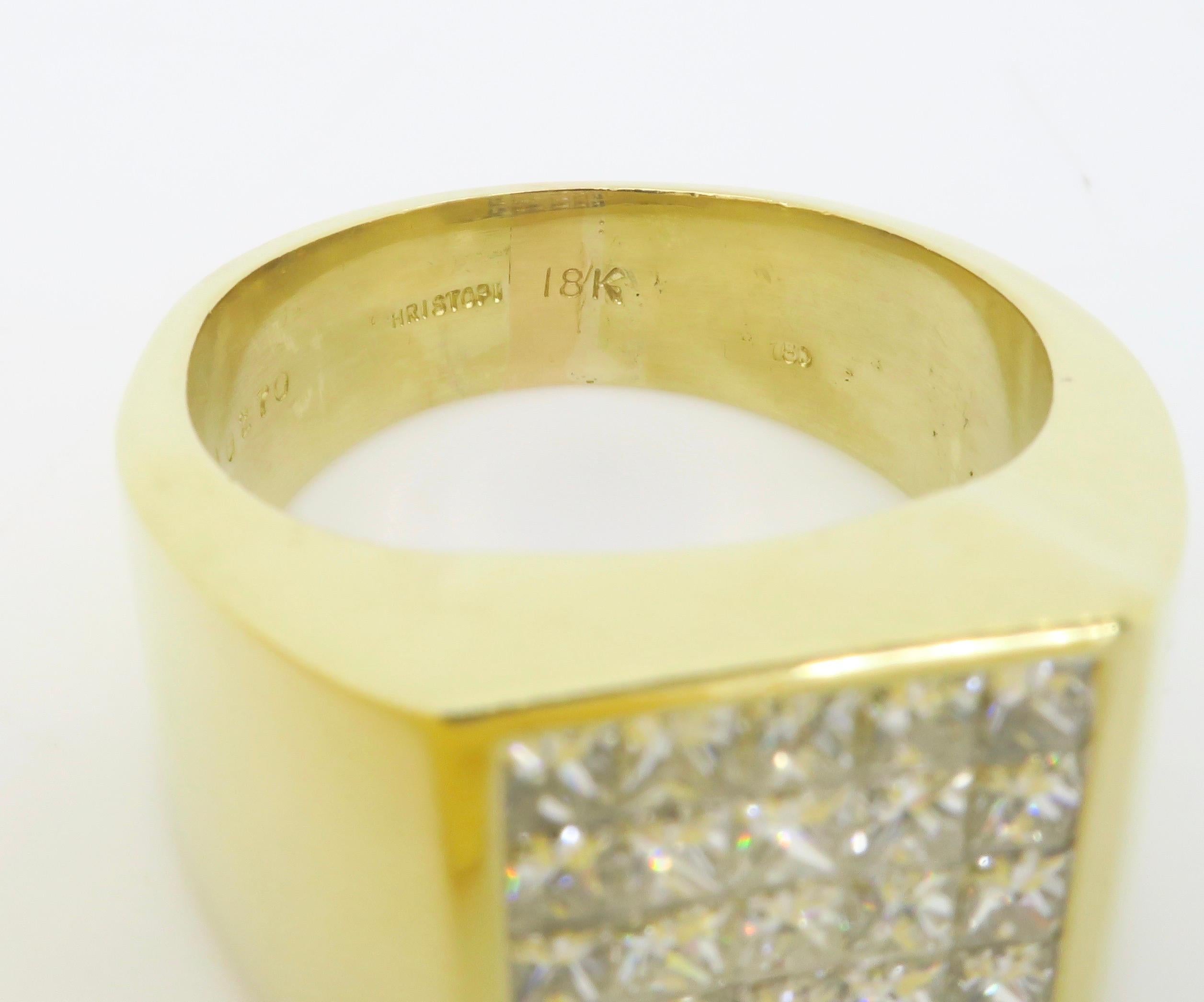 Men's Invisible Set 2.70CTW Diamond Ring made in 18k Yellow Gold  For Sale 10