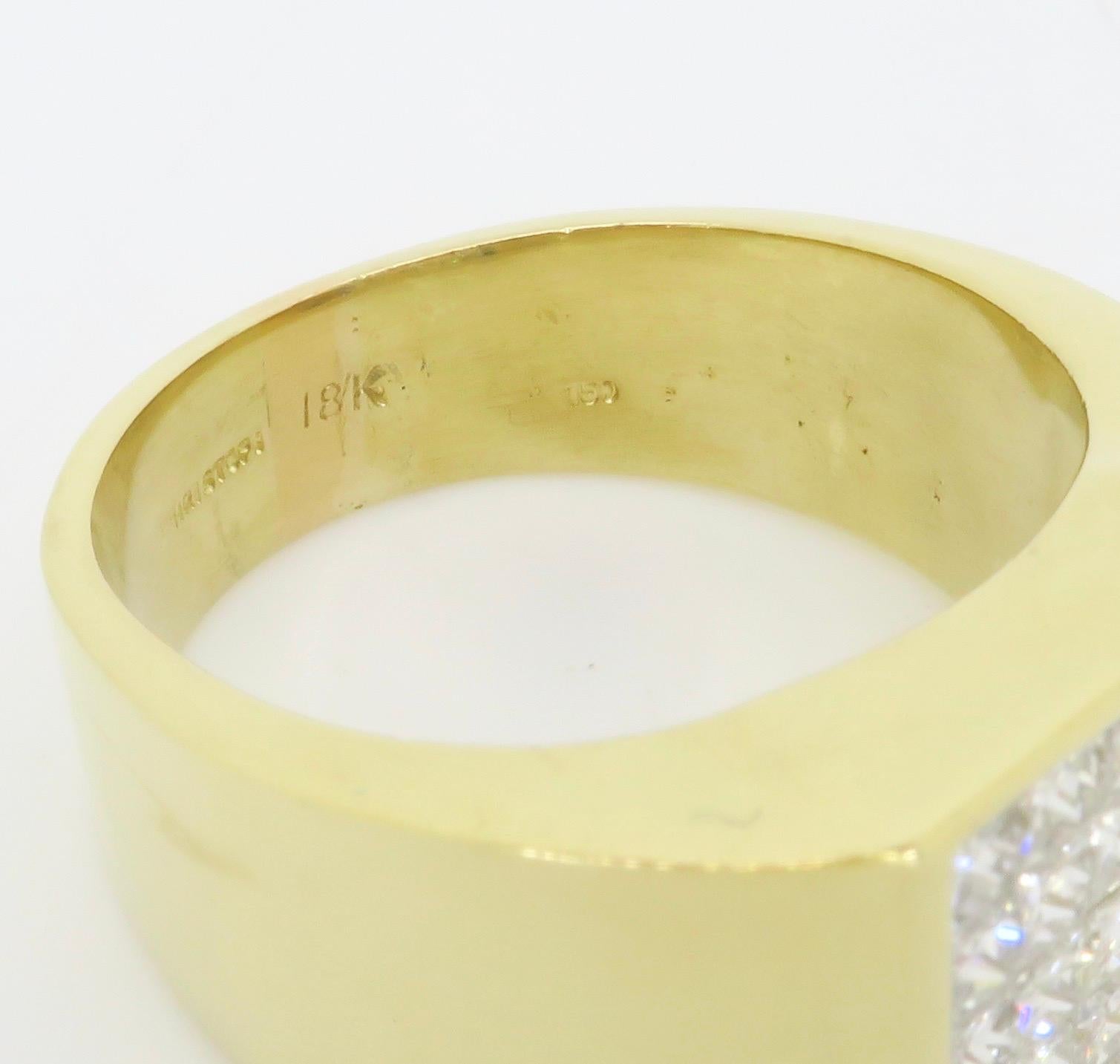 Men's Invisible Set 2.70CTW Diamond Ring made in 18k Yellow Gold  For Sale 11
