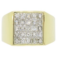 Men's Invisible Set 2.70CTW Diamond Ring made in 18k Yellow Gold