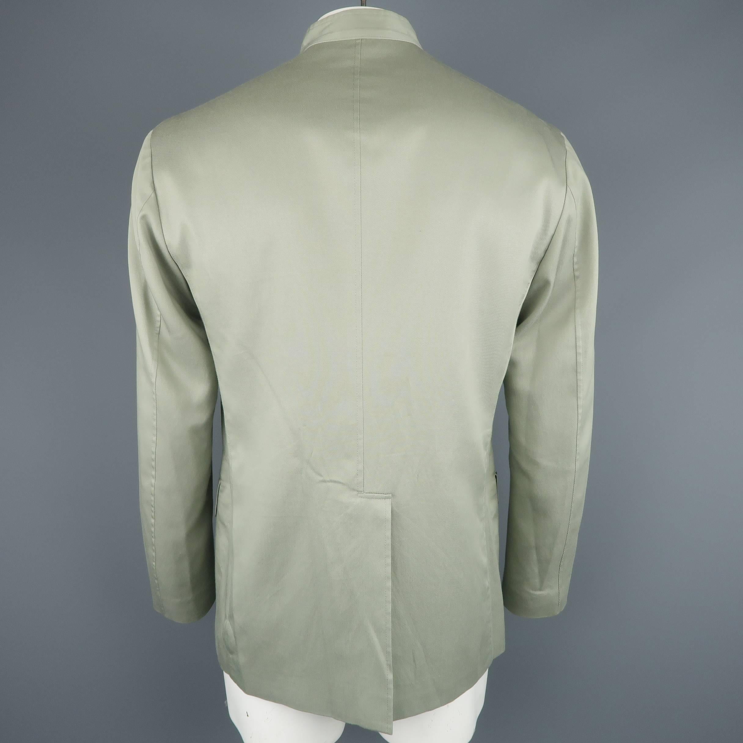 Men's ISSEY MIYAKE 42 Sage Green Cotton Nehru Collar Sport Coat Jacket 3