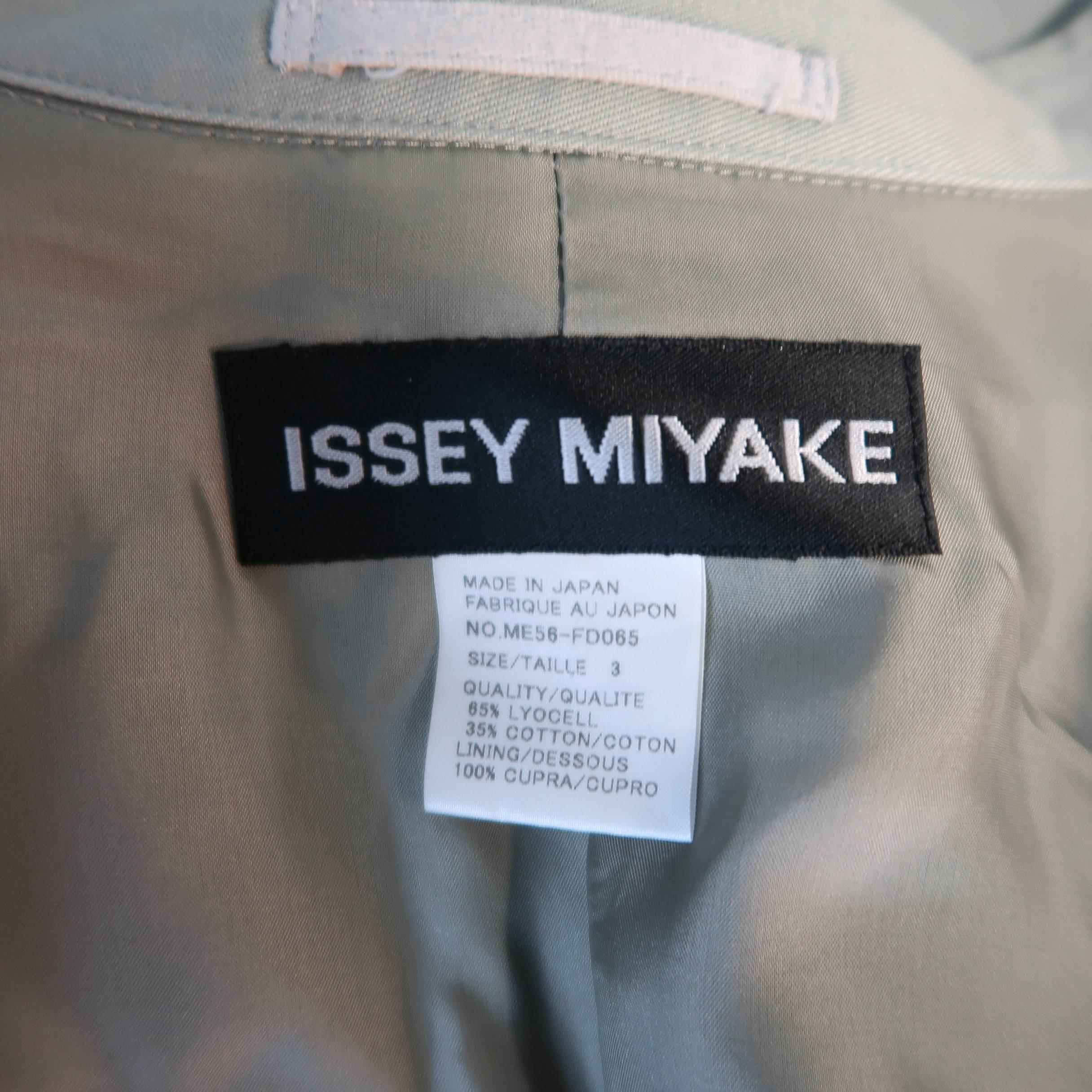 Men's ISSEY MIYAKE 42 Sage Green Cotton Nehru Collar Sport Coat Jacket 4