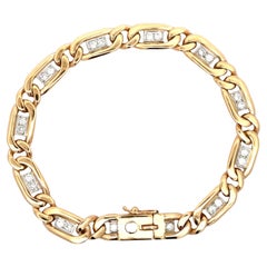 Bracciale da uomo in oro 14k bicolore con diamanti da 0,85 carati A Link
