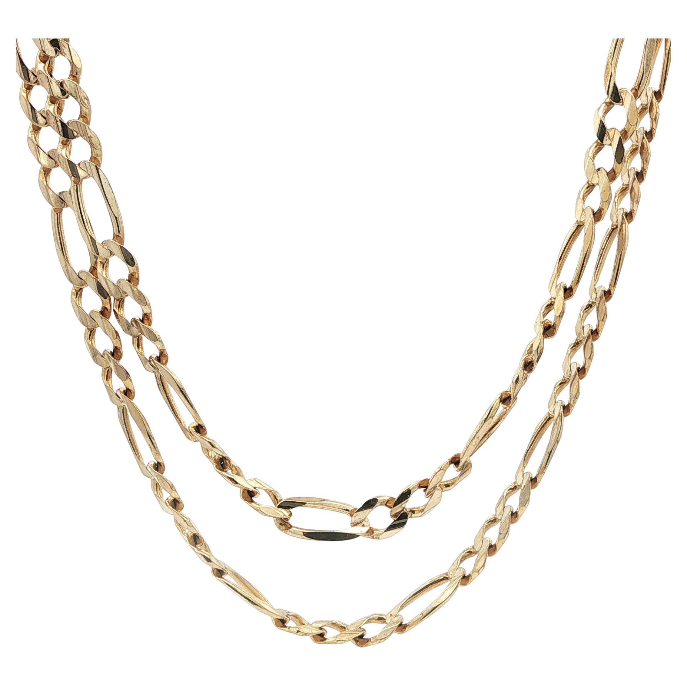 Collana da uomo in oro giallo 14k 4,6mm 22" con catena classica A Link Figaro in vendita