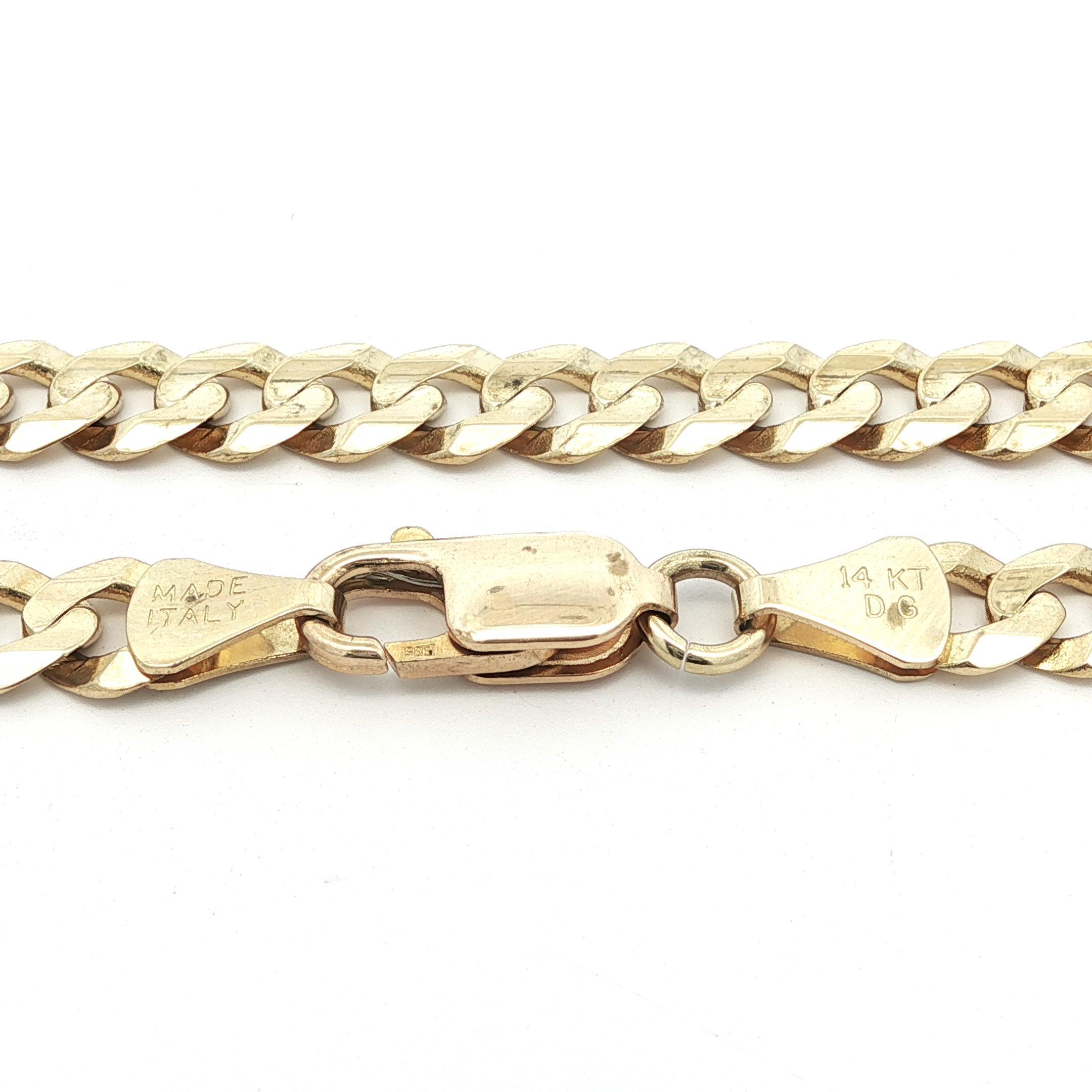 Women's or Men's Men's Italian 14k Yellow Gold 6mm Curb Cuban Link 22