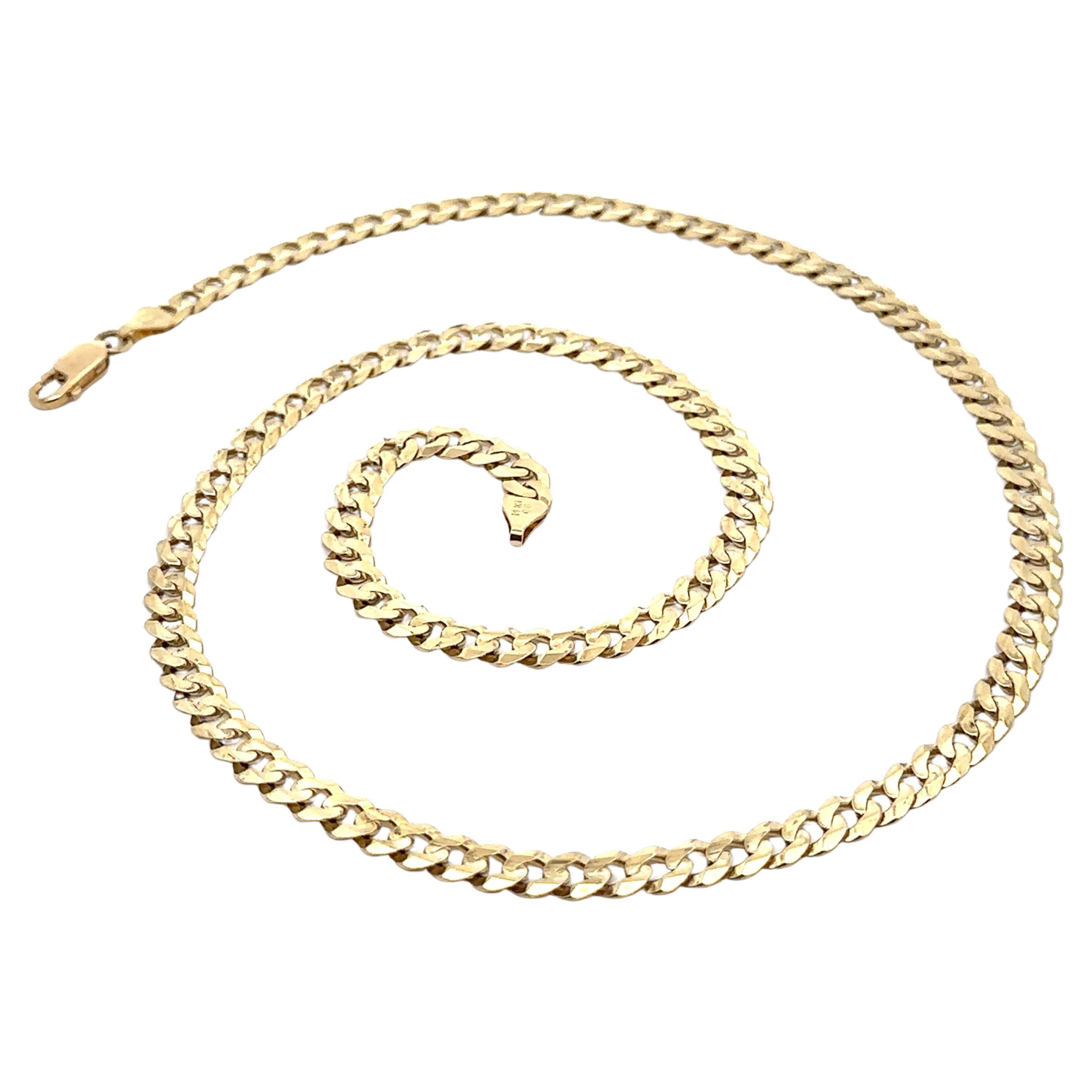 Herren Italienisch 14k Gelbgold 6mm Curb Cuban Link 22" Kette Halskette