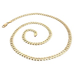 Herren Italienisch 14k Gelbgold 6mm Curb Cuban Link 22" Kette Halskette