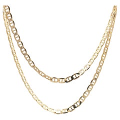 Collar italiano para hombre de oro amarillo de 14k con cadena plana de eslabones Mariner de 3,3 mm y 20 pulgadas