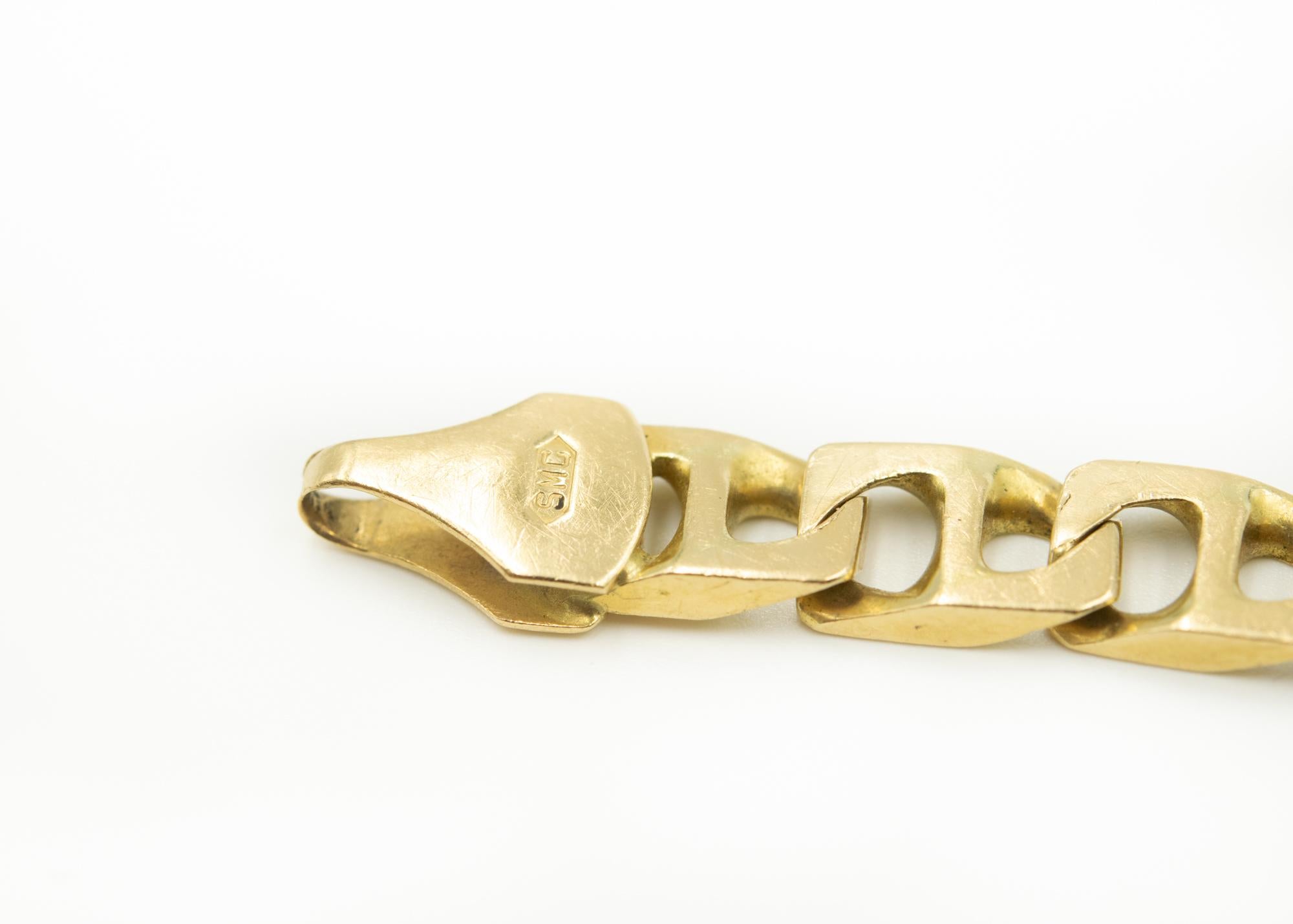 Bracelet italien d'ancre de marin modifiée à maillons plats en or jaune pour hommes Pour hommes en vente