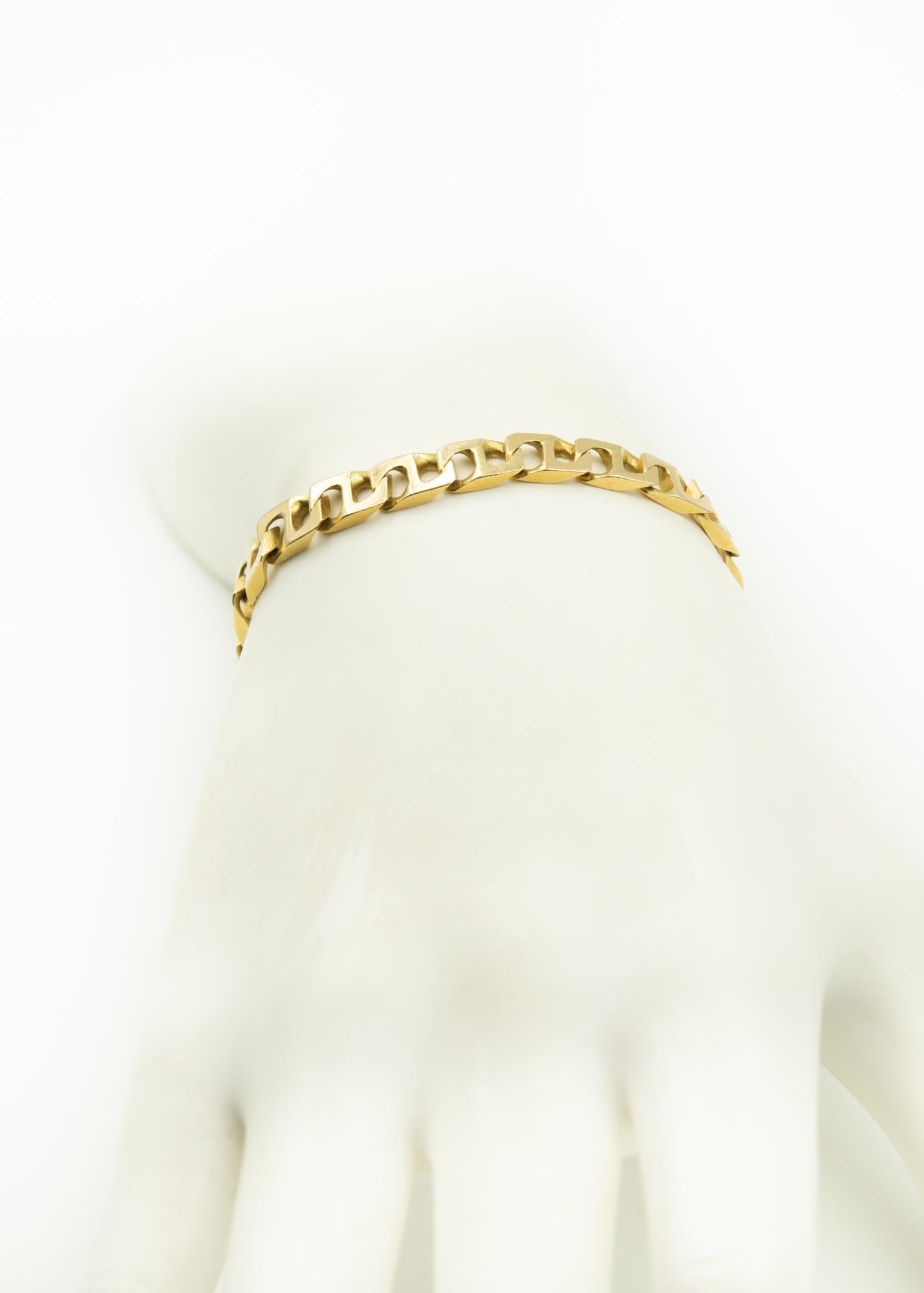Bracelet italien d'ancre de marin modifiée à maillons plats en or jaune pour hommes en vente 3