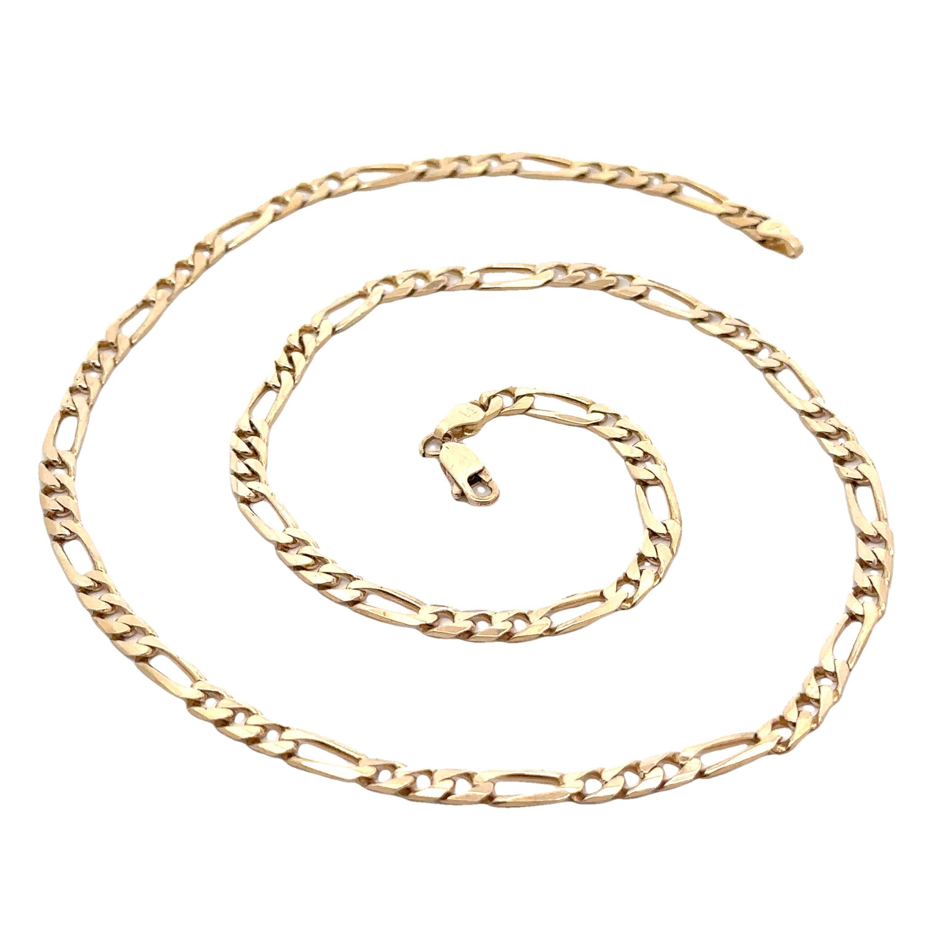 Collana In Oro Giallo 14K A Maglia Figaro, Larghezza 2,4 Mm, Disponibile In Varie Lunghezze