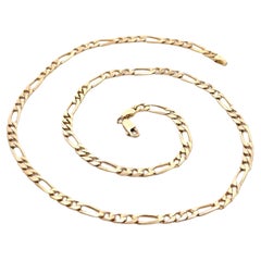 Men's Italian Solid 14k Yellow Gold 21" Classic Figaro Link Chain Necklace