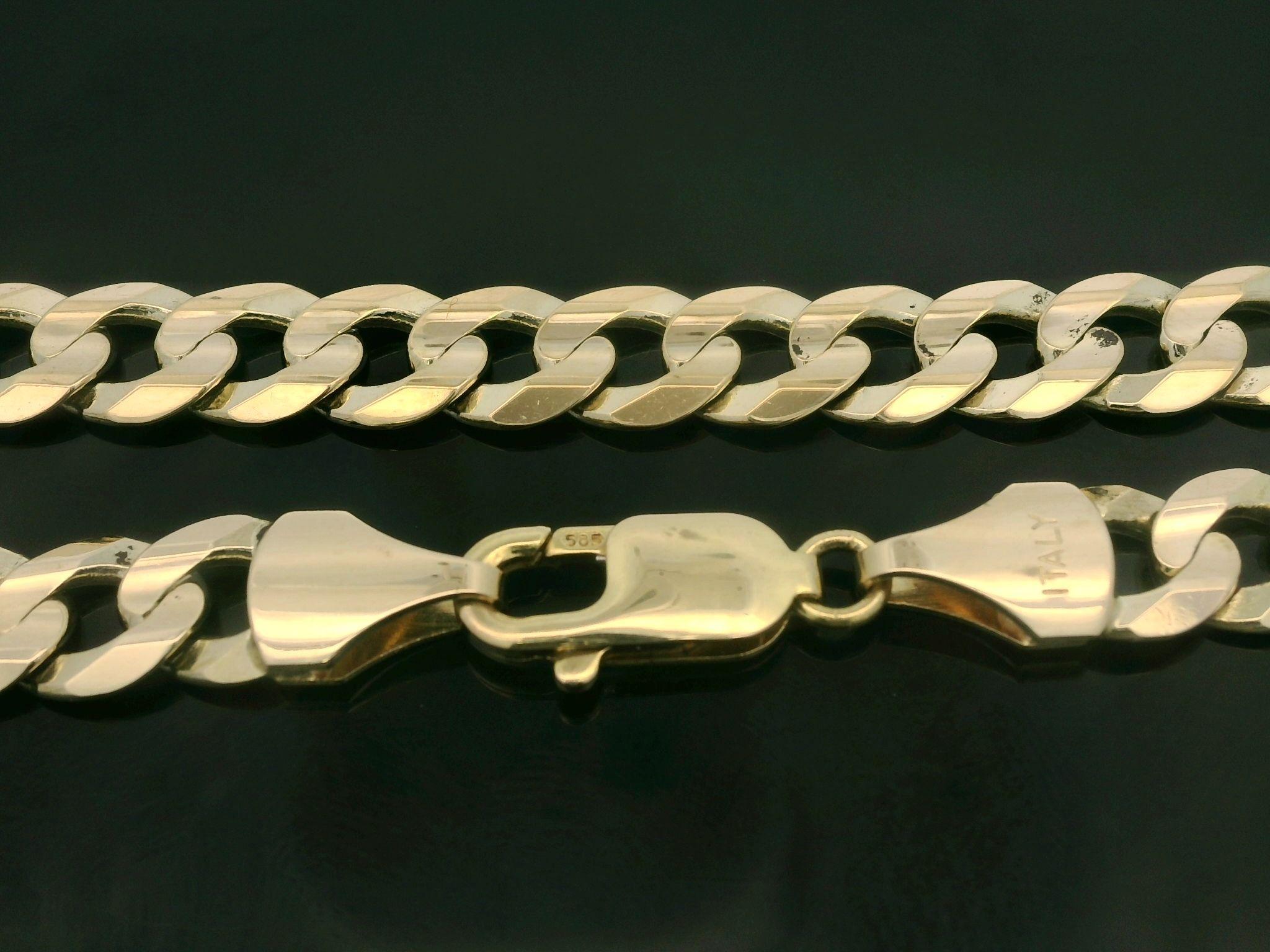 Materiale: Oro giallo 14k massiccio Molto ben fatto
Peso: 63,38 grammi
Tipo di catena: Cuban Curb Link
Lunghezza della catena: 26 pollici
Larghezza della catena: 8 mm (circa)
Chiusura: aragosta
Spessore: 1,7 mm
Spessore e larghezza del Looping
