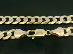 Men's Italian Solid 14k Yellow Gold 26" Curb Cuban Link Chain Necklace
