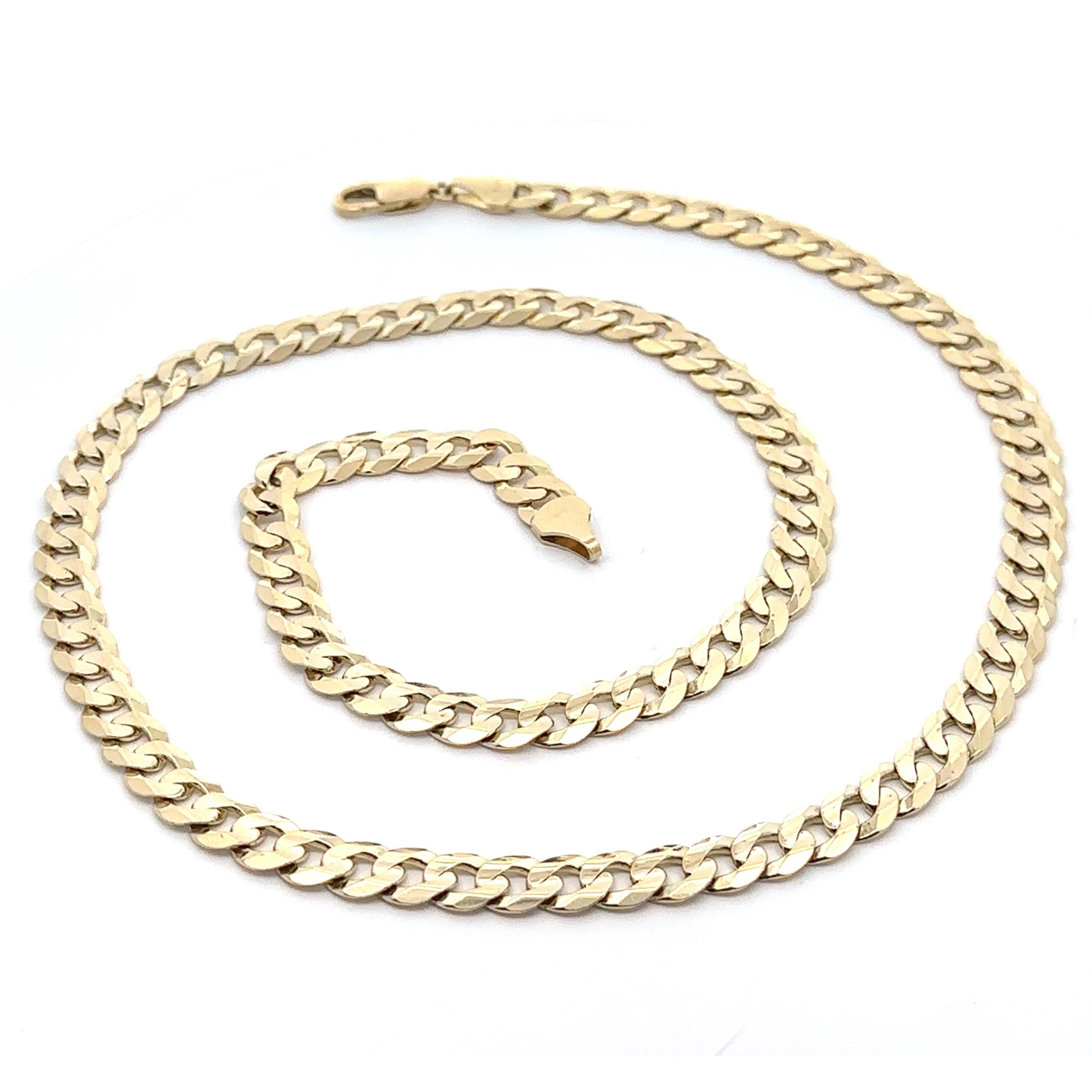 Herren-Halskette, Italienische massive 14k Gelbgold 26" Kubanische Gliederkette, kubanische Gliederkette