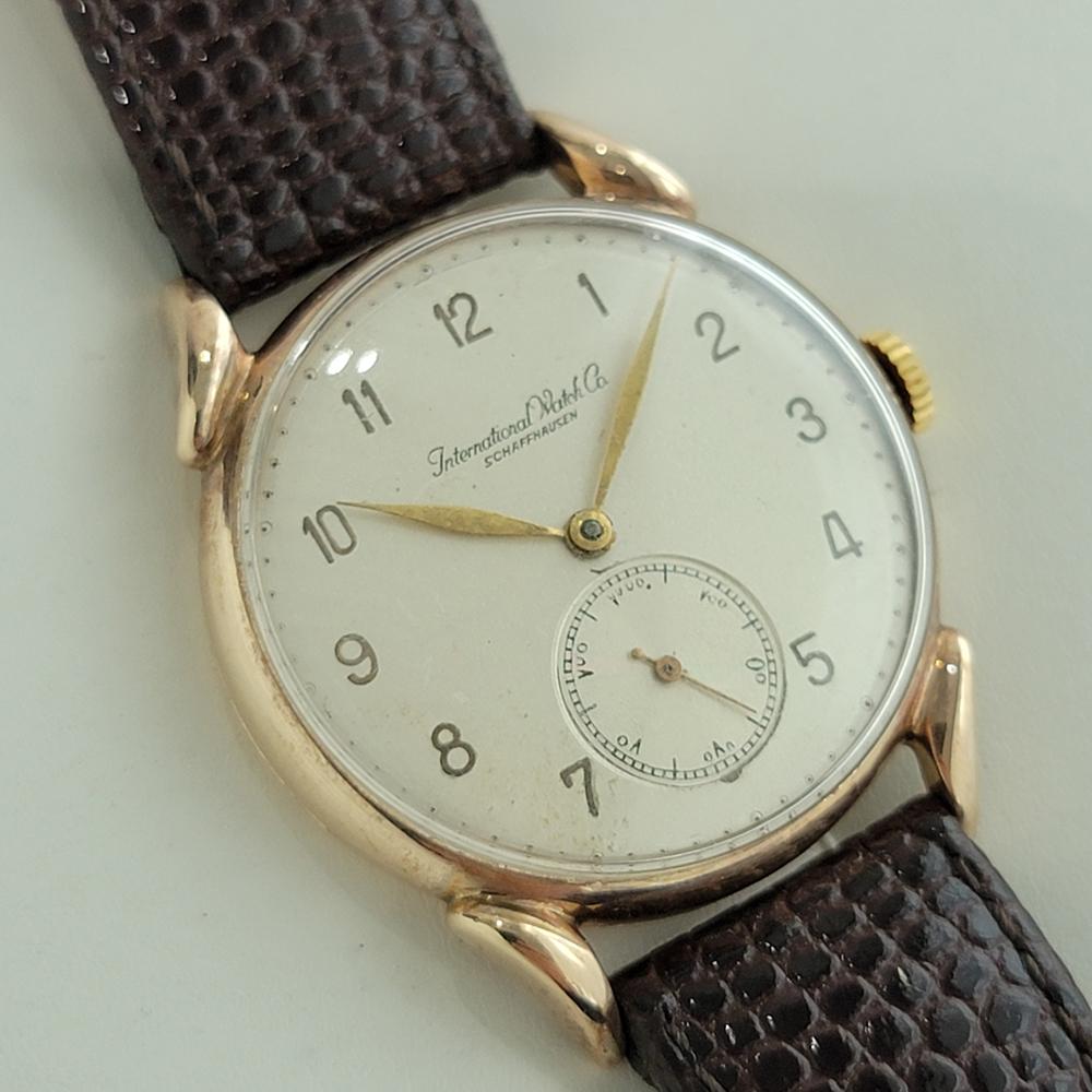 Mens IWC Calatrava C83 14k Rose Gold 35mm Manual Wind 1940s Swiss Vintage NA113 In Excellent Condition In Beverly Hills, CA