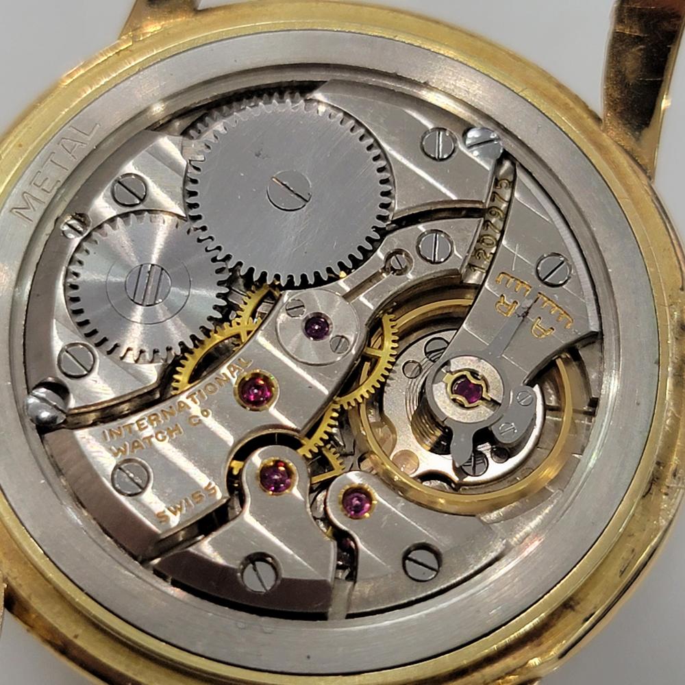 Mens IWC Schaffhausen 18k Gold 37mm Manual Wind Watch 1960s Vintage RA350 en vente 7