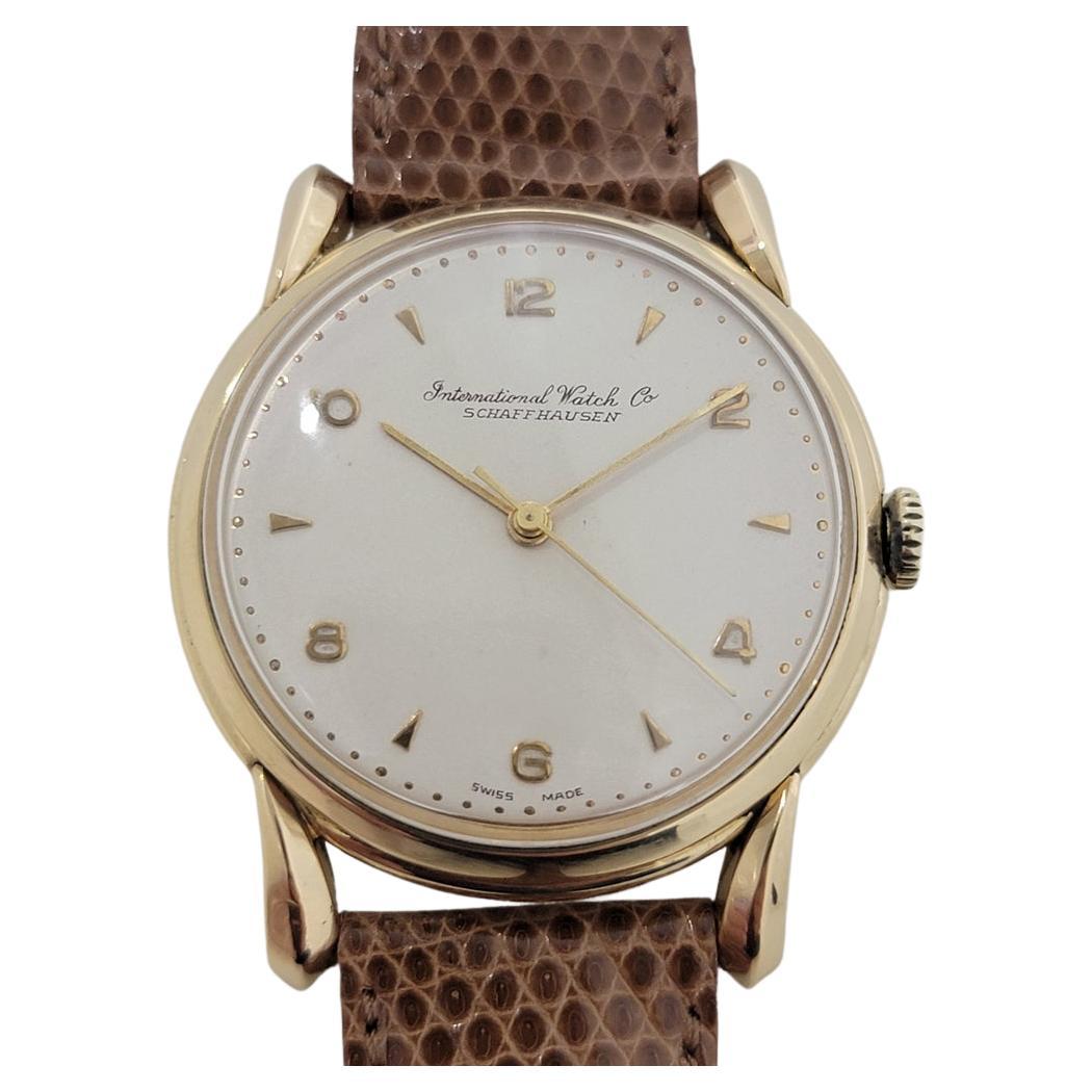 Mens IWC Schaffhausen 18k Gold Manual Wind Watch 1960s Vintage RA350 For Sale